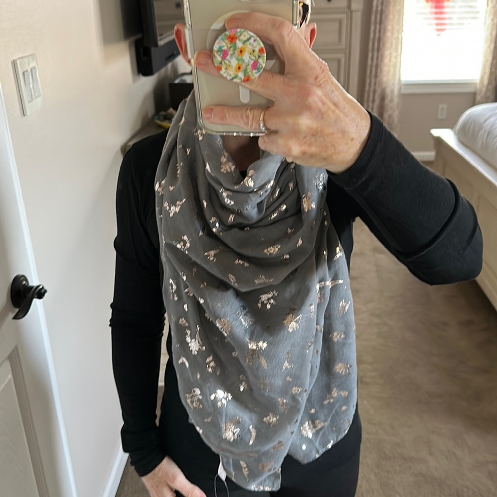 LC Lauren Conrad Foil Foliage Square Scarf